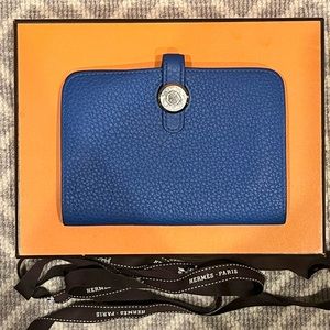 Hermes compact Dogon compact wallet in Blue Agate